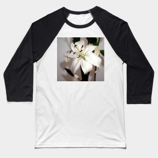 White Lily in Macro Baseball T-Shirt